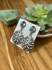 Turquoise and Silver Drop Earrings