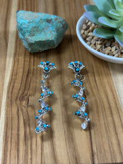 Kingman Turquoise Snake Eye Loop Dangle Earrings