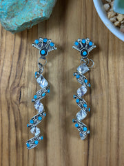 Kingman Turquoise Snake Eye Loop Dangle Earrings