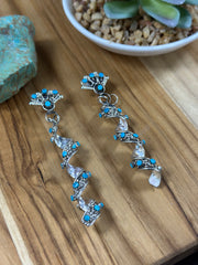 Kingman Turquoise Snake Eye Loop Dangle Earrings