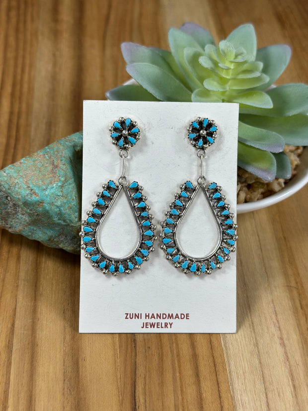 Kingman Turquoise Tear Drop Earrings