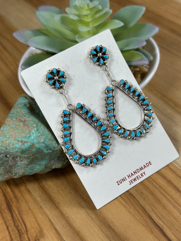 Kingman Turquoise Tear Drop Earrings