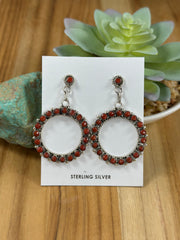 Coral Zuni Hoop Earrings