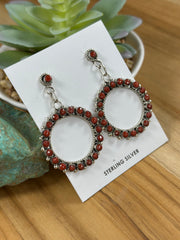 Coral Zuni Hoop Earrings
