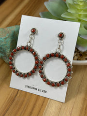 Coral Zuni Hoop Earrings