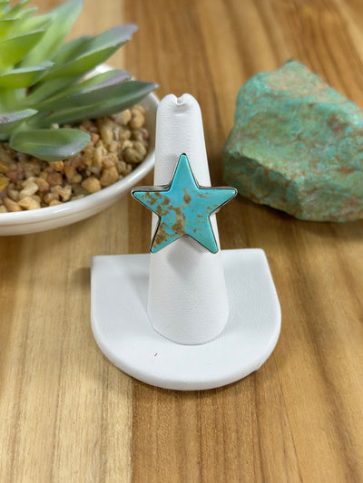 Kingman Turquoise Adjustable Star Ring