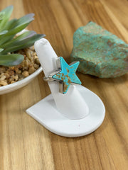 Kingman Turquoise Adjustable Star Ring