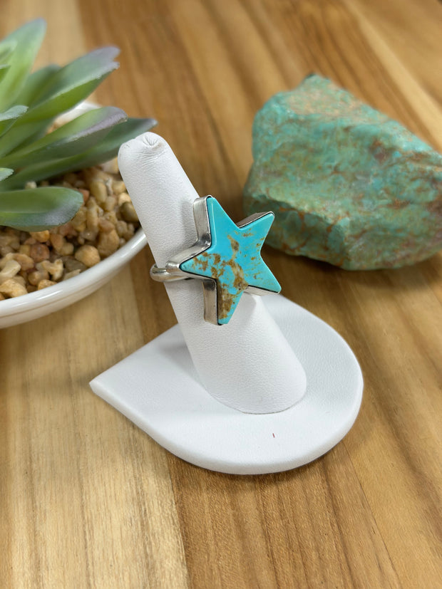 Kingman Turquoise Adjustable Star Ring