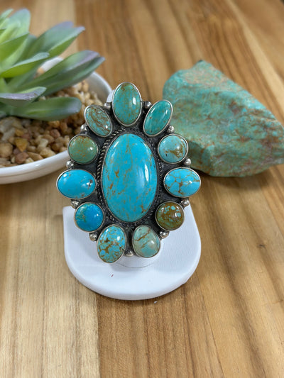 Kingman Turquoise Adjustable Cluster Ring