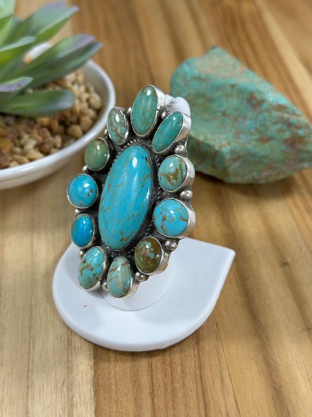 Kingman Turquoise Adjustable Cluster Ring