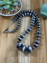 Sterling Silver Navajo Style Pearls Necklace + Earrings Set