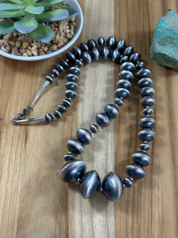 Sterling Silver Navajo Style Pearls Necklace + Earrings Set