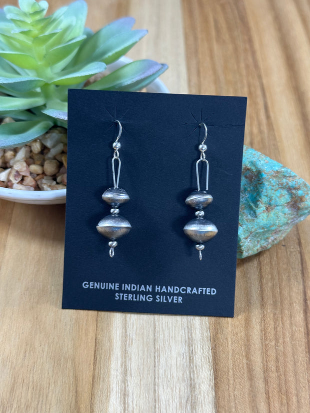 Sterling Silver Navajo Style Pearls Necklace + Earrings Set