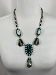 Black Jack And Kingman Turquoise Cluster Necklace