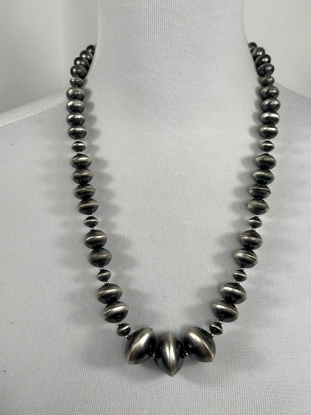 Sterling Silver Navajo Style Pearls Necklace + Earrings Set