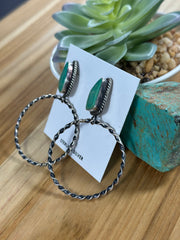 Kingman Turquoise Dangle Hoop Earrings
