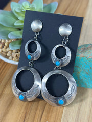 Kingman Turquoise and sterling silver Dangle Hoop Earrings