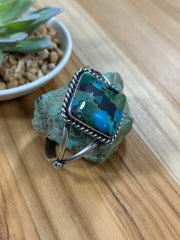 Square Kingman Turquoise Single Stone Cuff
