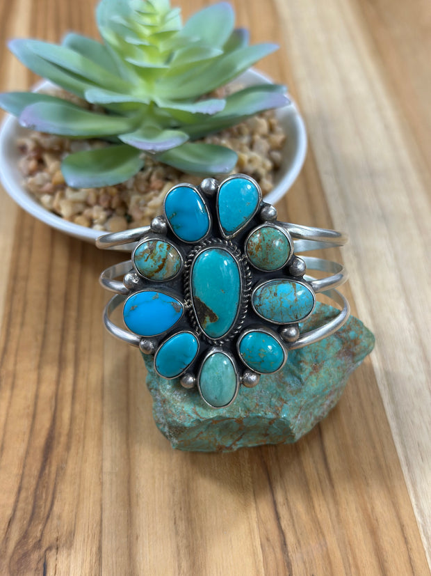 Kingman Turquoise Cluster Cuff