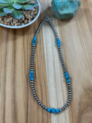 4-8mm Sterling Silver and Turquoise Necklace