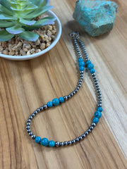 4-8mm Sterling Silver and Turquoise Necklace