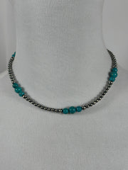 4-8mm Sterling Silver and Turquoise Necklace