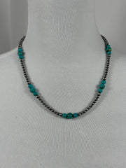 4-8mm Sterling Silver and Turquoise Necklace
