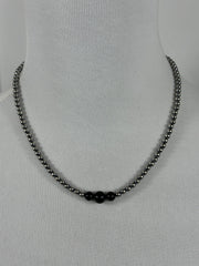 4-6-8mm Sterling Silver and Black Onyx Necklace