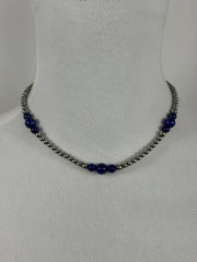 4-8mm Sterling Silver and Lapis Necklace