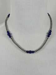 4-8mm Sterling Silver and Lapis Necklace