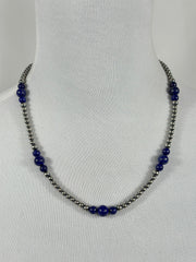4-8mm Sterling Silver and Lapis Necklace