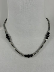 4-8mm Sterling Silver and Black Onyx Necklace