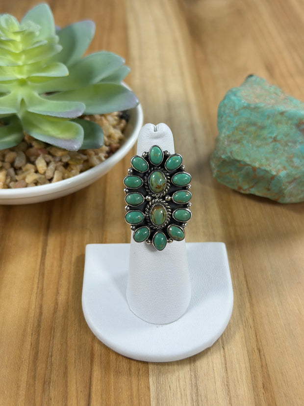 Adjustable Kingman Turquoise Cluster Ring
