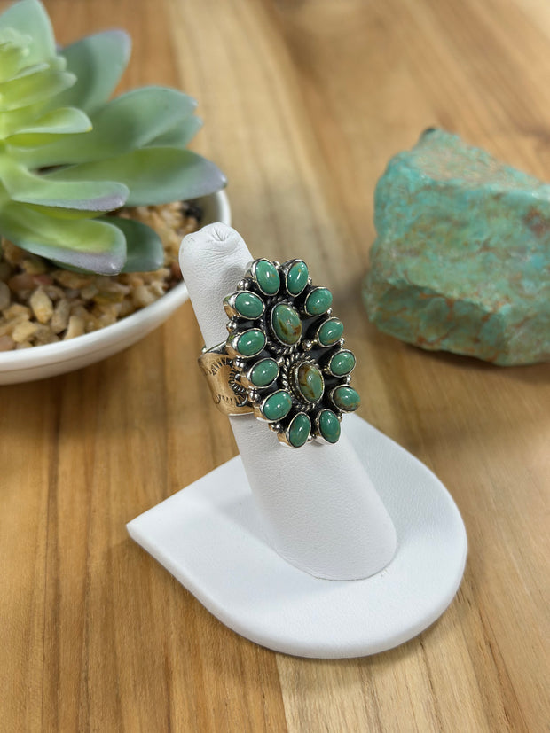 Adjustable Kingman Turquoise Cluster Ring