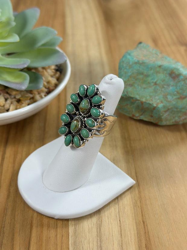 Adjustable Kingman Turquoise Cluster Ring