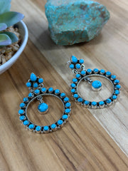 Kingman Turquoise Cluster Dangle Earrings