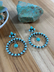 Kingman Turquoise Cluster Dangle Earrings