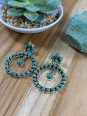 Kingman Turquoise Cluster Dangle Earrings