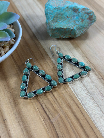 Kingman Turquoise Cluster Triangle Earring