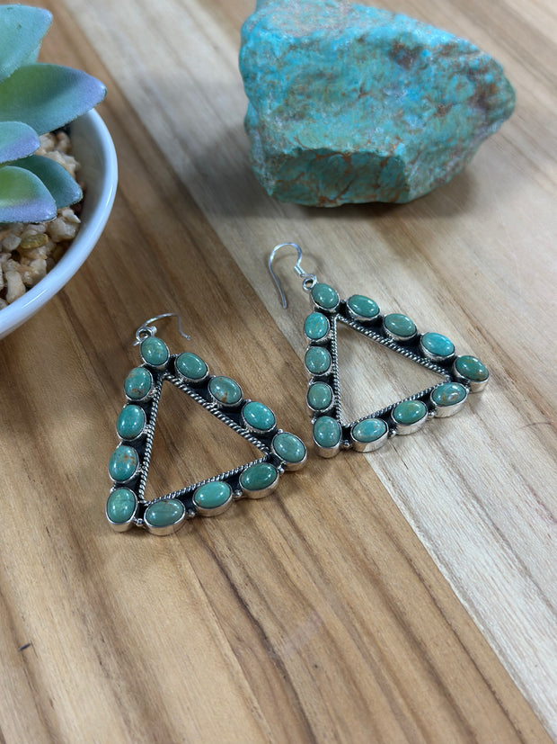 Kingman Turquoise Cluster Triangle Earring