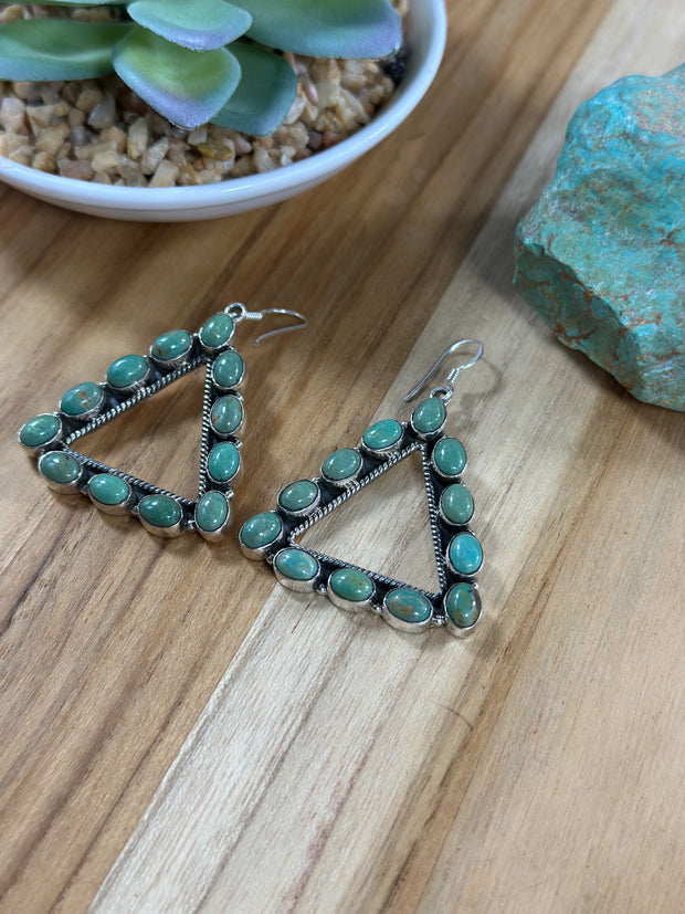 Kingman Turquoise Cluster Triangle Earring