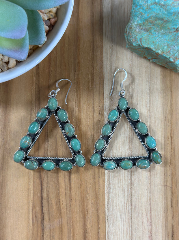 Kingman Turquoise Cluster Triangle Earring