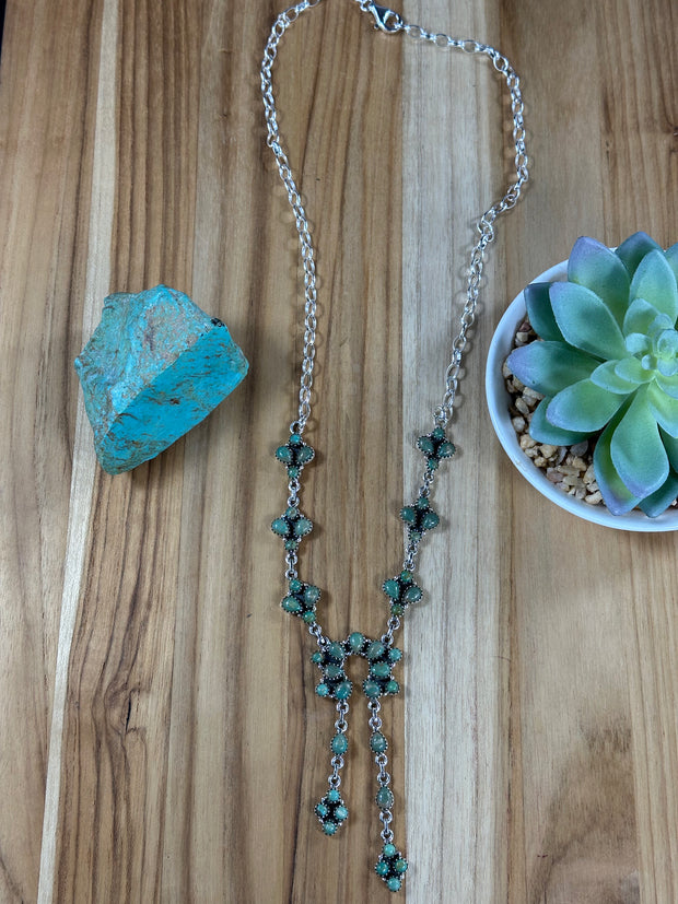 Kingman & Coral Half Cluster Necklace