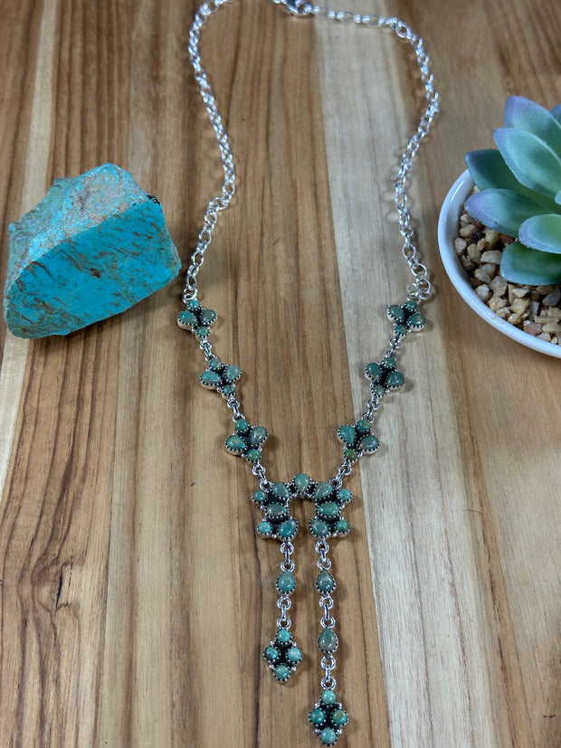 Kingman & Coral Half Cluster Necklace