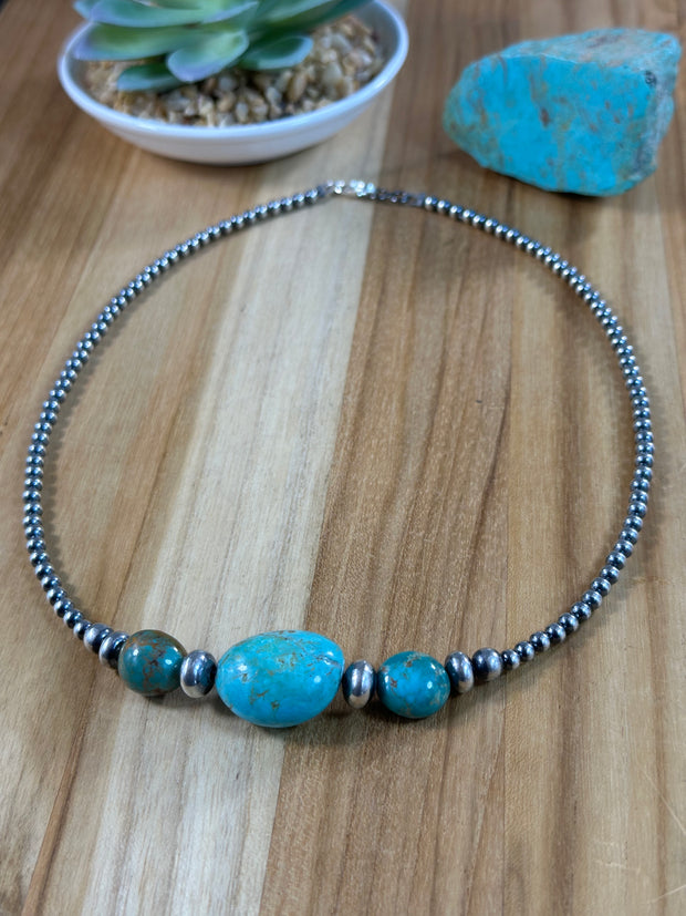 Kingman Turquoise and Navajo Pearl Necklace
