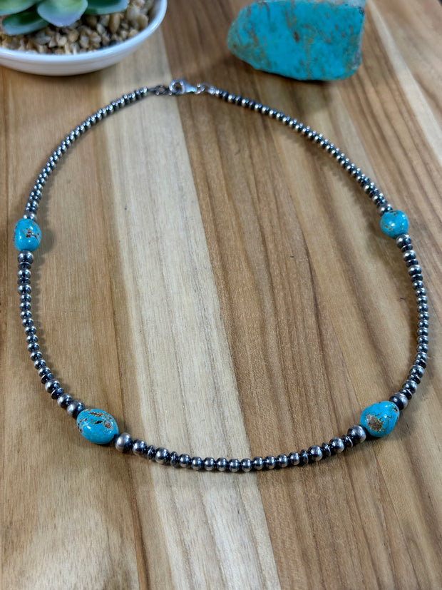 Kingman and Navajo Pearl Necklace