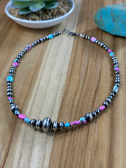 Cotton Candy and Navajo Pearl Necklace