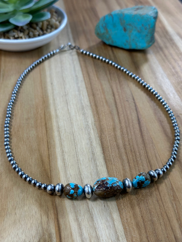 Kingman Turquoise and Navajo Pearl Necklace