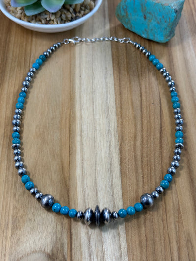 All Turquoise and Navajo Pearl Necklace