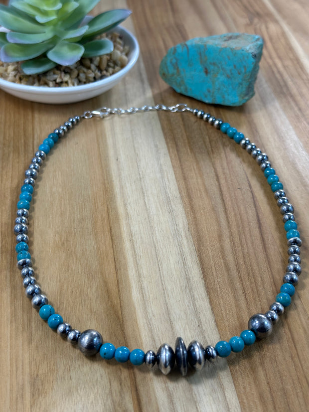 All Turquoise and Navajo Pearl Necklace